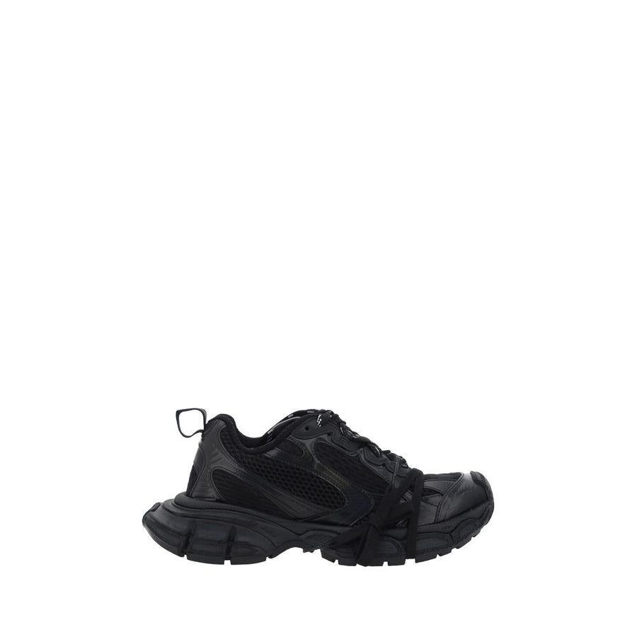 Black Polyurethane Chunky Sneakers