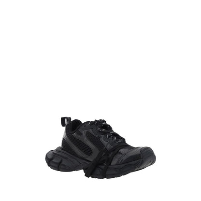 Black Polyurethane Chunky Sneakers