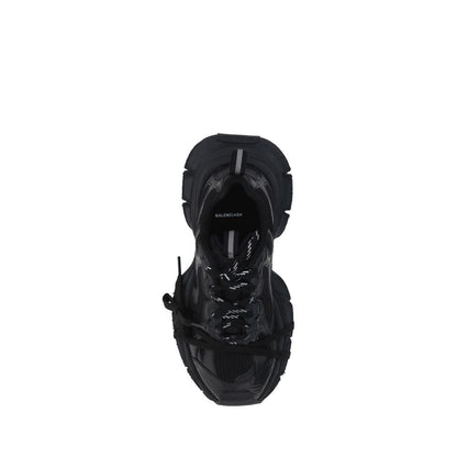 Black Polyurethane Chunky Sneakers