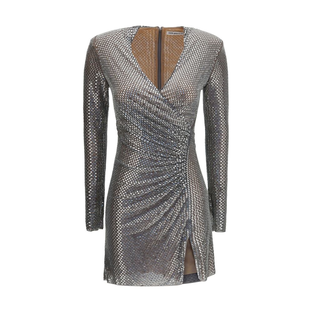 Silver Polyester Cocktail Dress