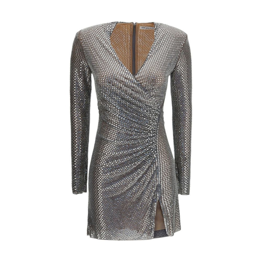 Silver Polyester Cocktail Dress