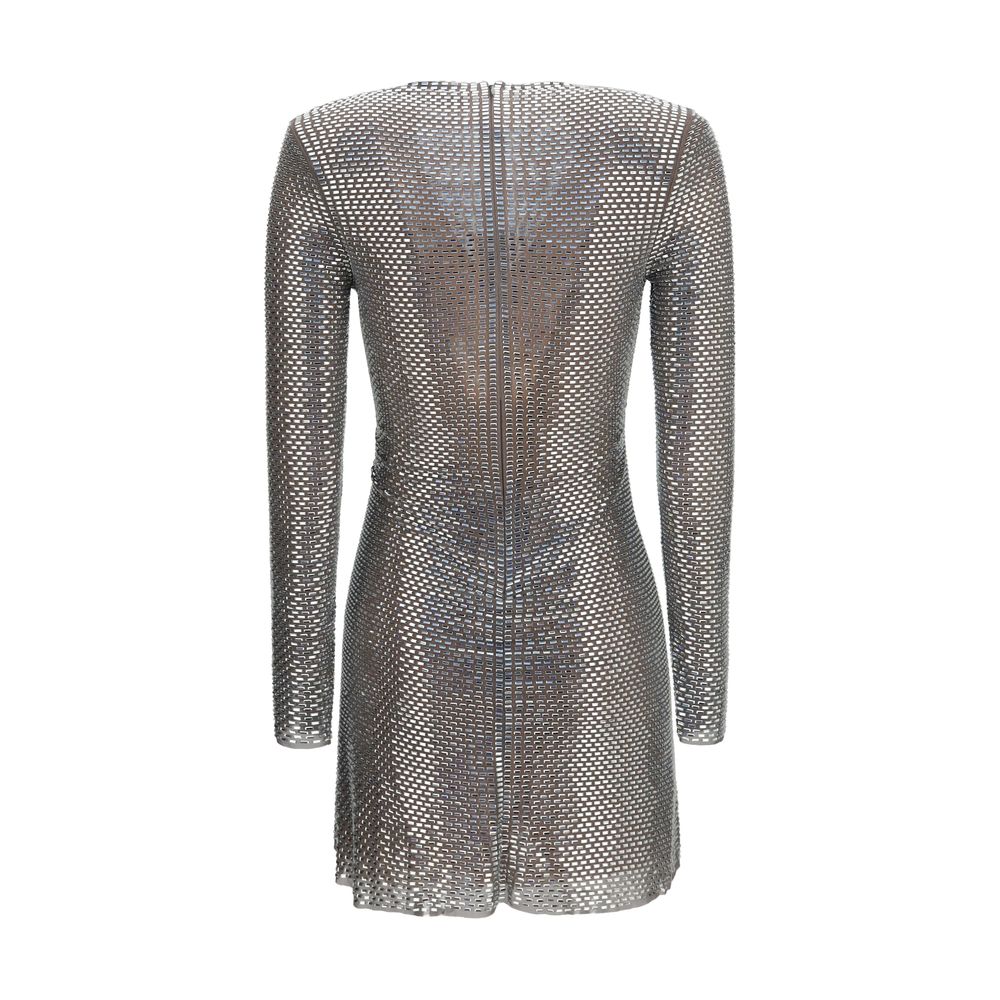 Silver Polyester Cocktail Dress