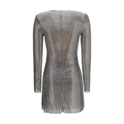 Silver Polyester Cocktail Dress