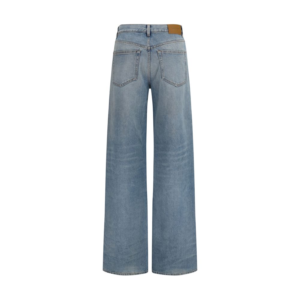 Blue Cotton High-Waisted Jean
