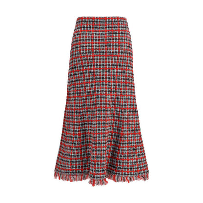 Red Cotton Midi Skirt