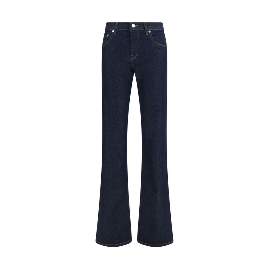 Blue Cotton Flared Jeans
