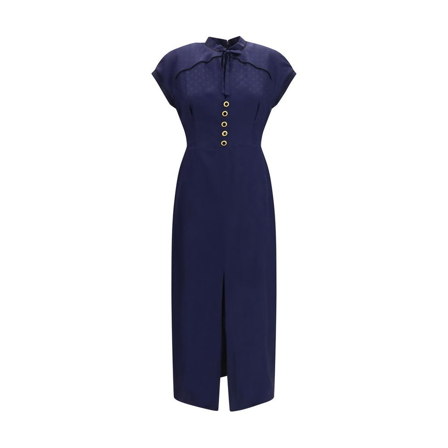 Blue Silk Casual Dress