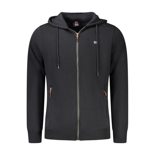 Black Cotton Men's Hooded Sweatshirt
