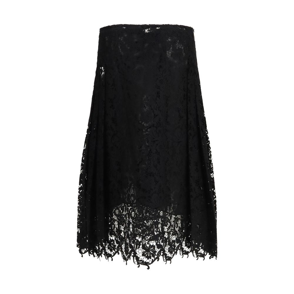 Black Silk Midi Skirt