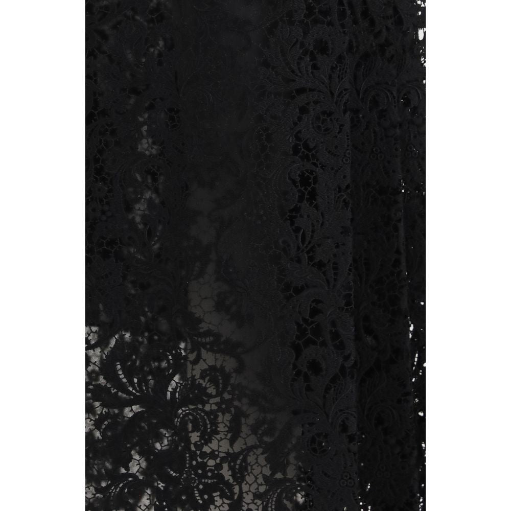 Black Silk Midi Skirt