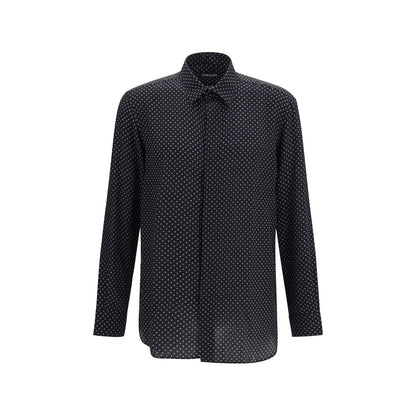 Black Silk Pattern Shirt