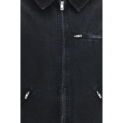Black Cotton Full-Length Jacket