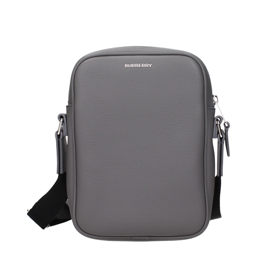 Gray Leather Crossbody Bag