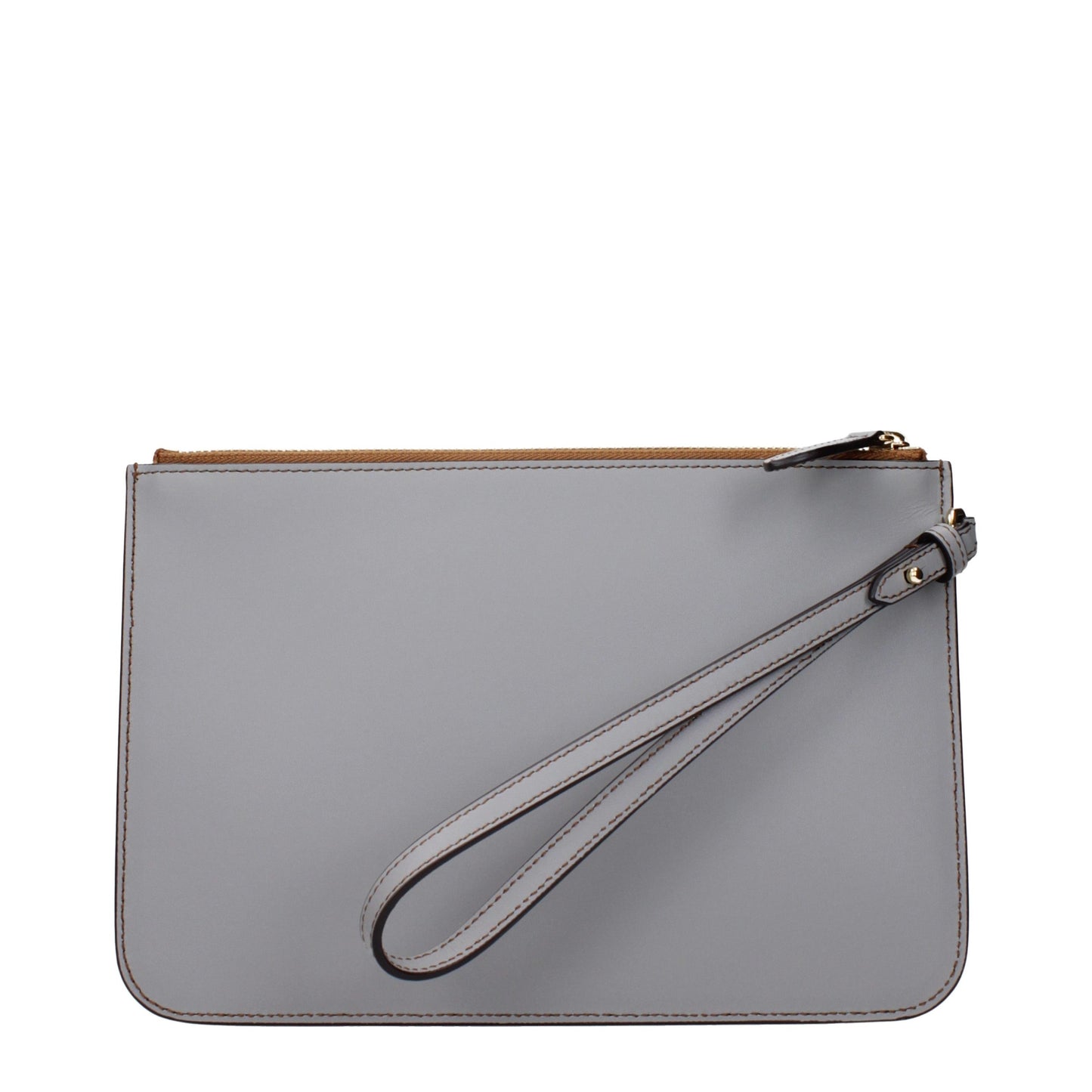 Gray Leather Clutch Bag