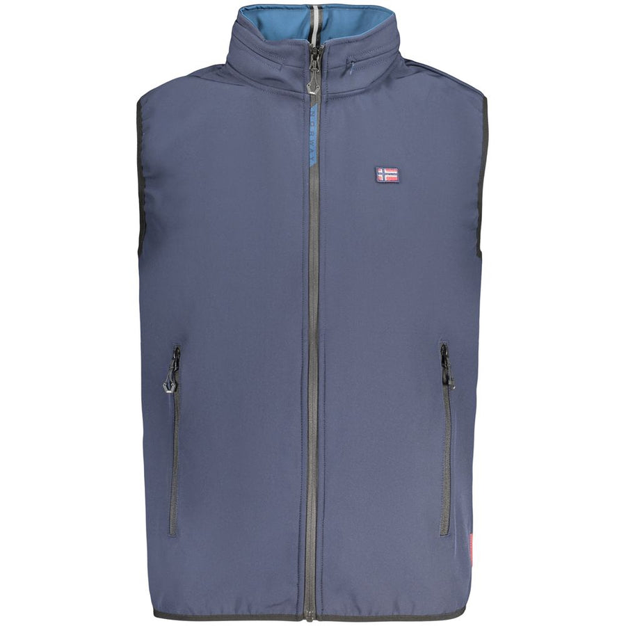 Blue Polyester Men's Vest