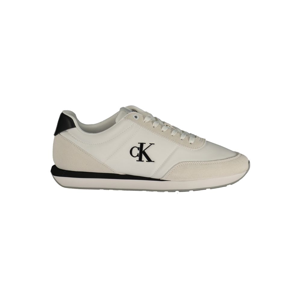 White Polyester Athletic Sneakers