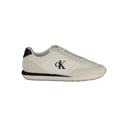 White Polyester Athletic Sneakers