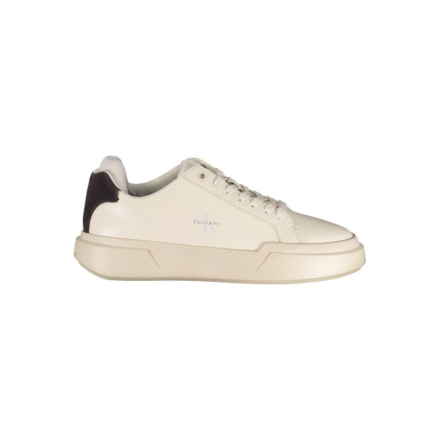 White Polyester Athletic Sneakers