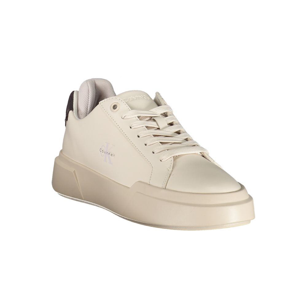 White Polyester Athletic Sneakers