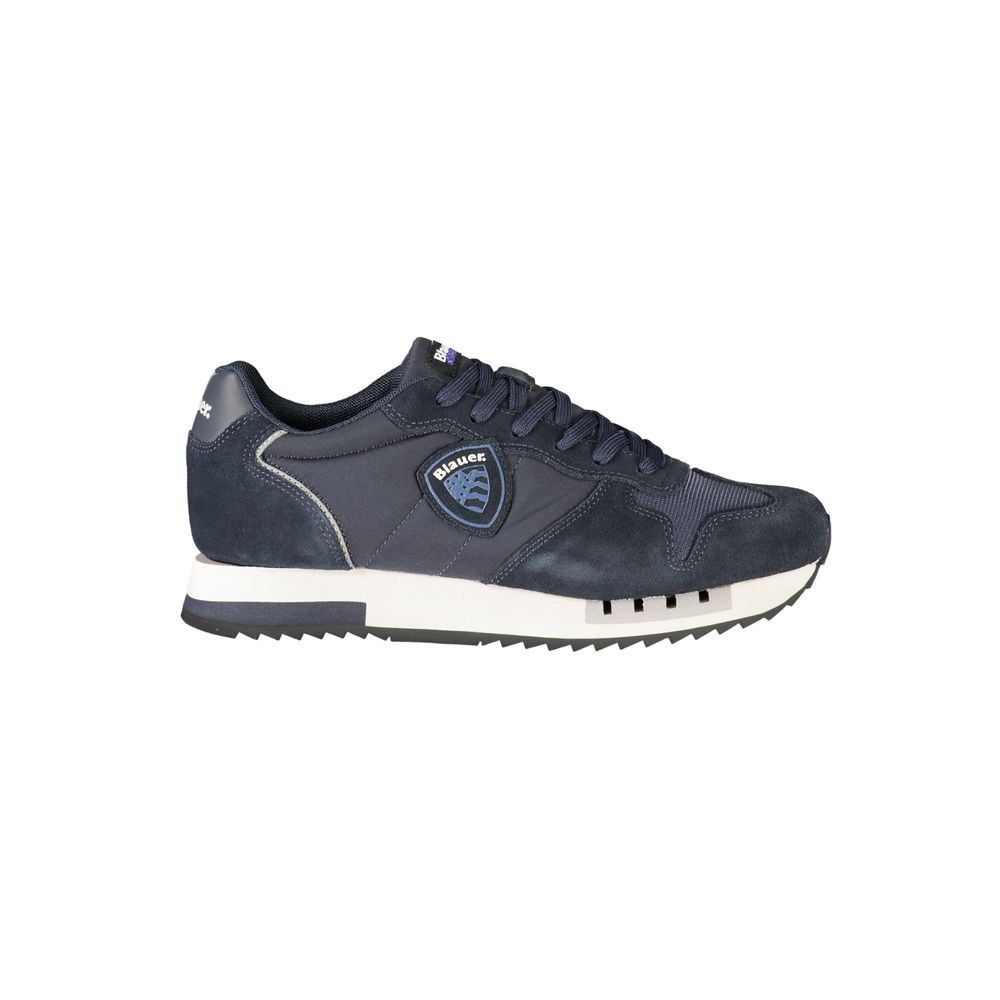 Blue Polyester Athletic Sneakers