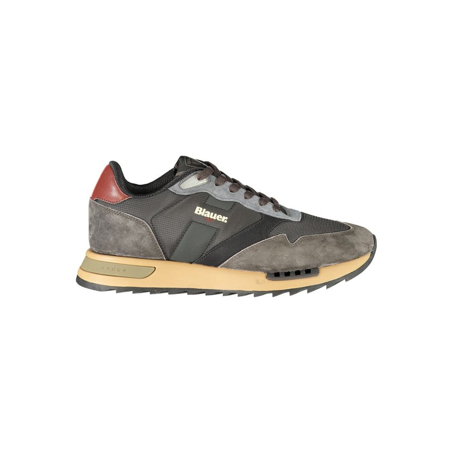 Black Polyester Athletic Sneakers