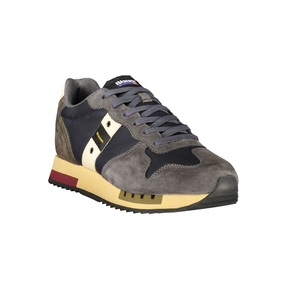 Blue Polyester Athletic Sneakers