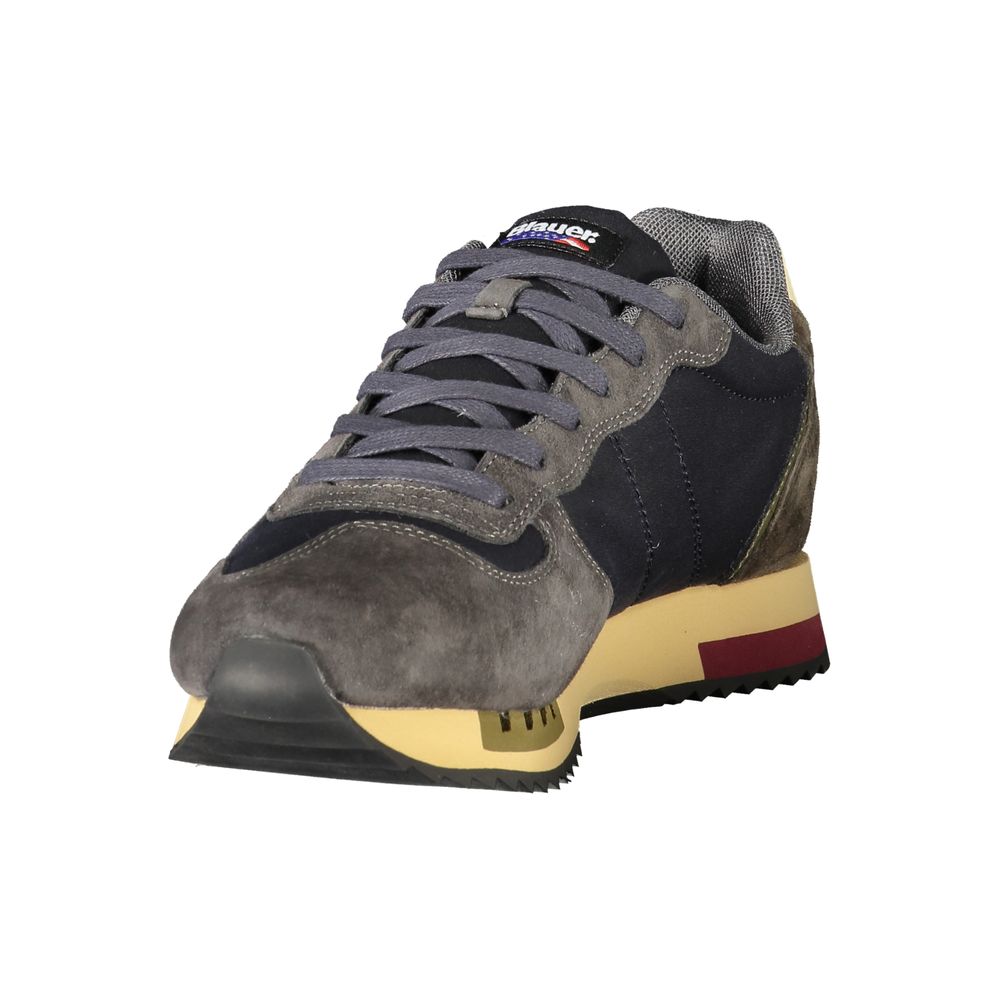 Blue Polyester Athletic Sneakers
