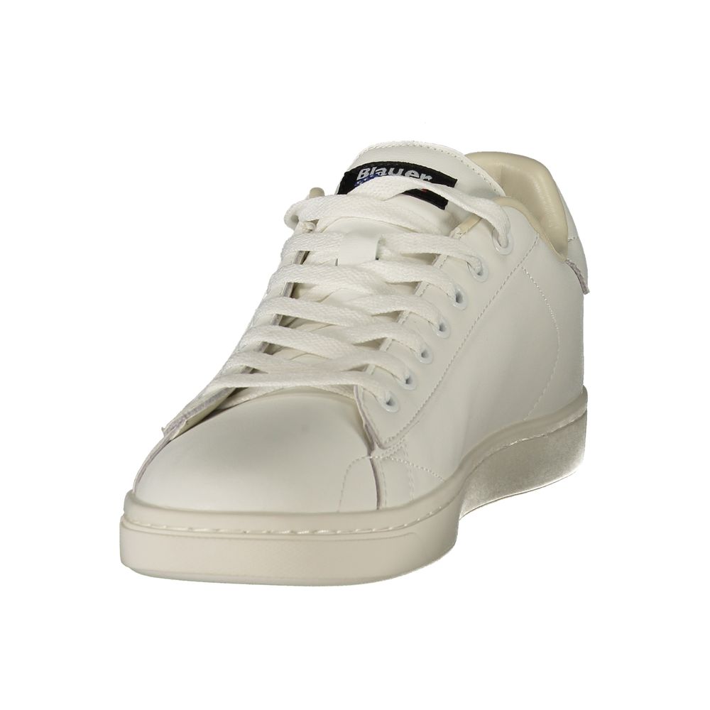 White Polyester Athletic Sneakers