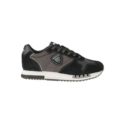 Black Polyester Athletic Sneakers