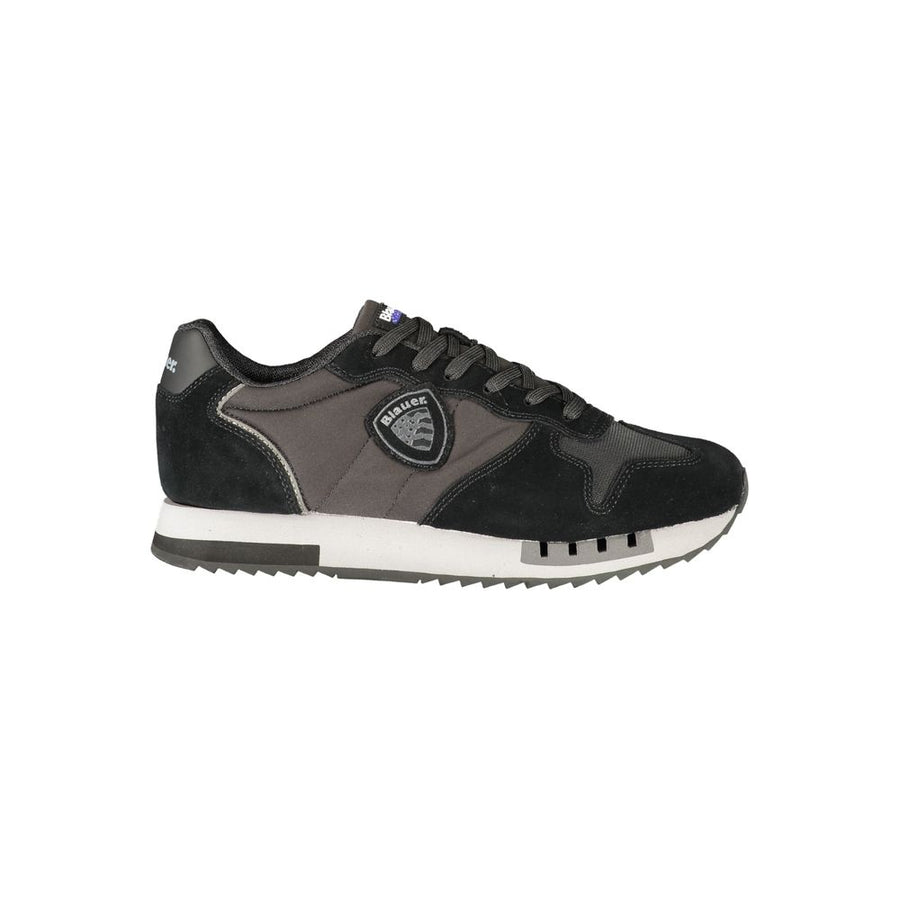 Black Polyester Athletic Sneakers