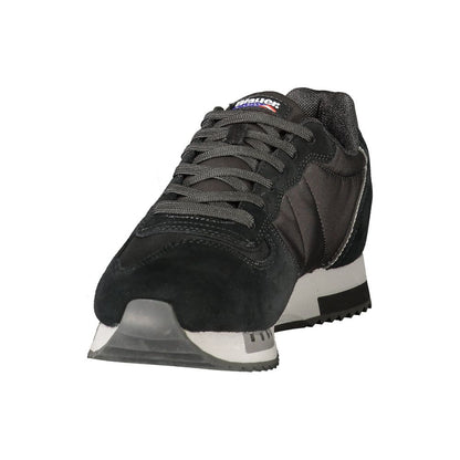 Black Polyester Athletic Sneakers