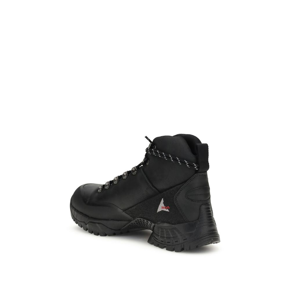 Black Rubber Lace-Up Boots