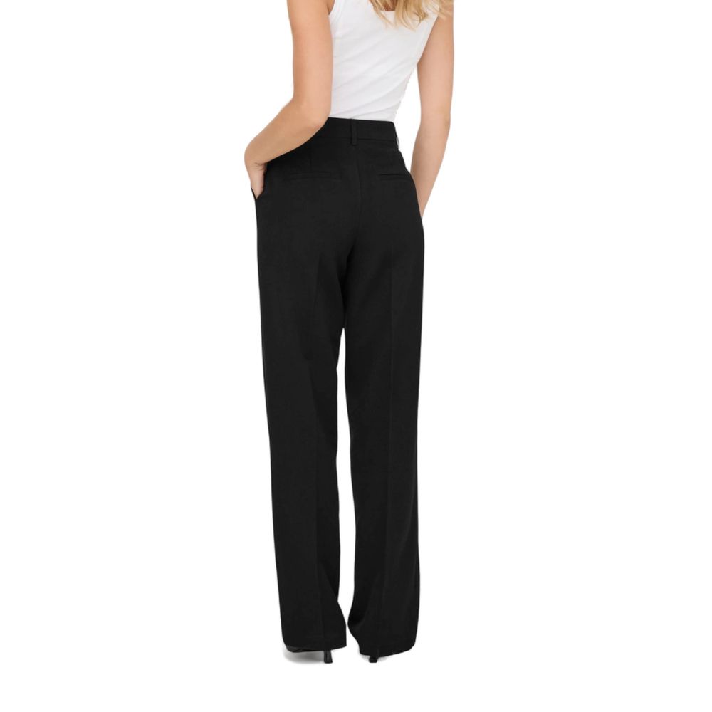 Black Polyester Casual Pants