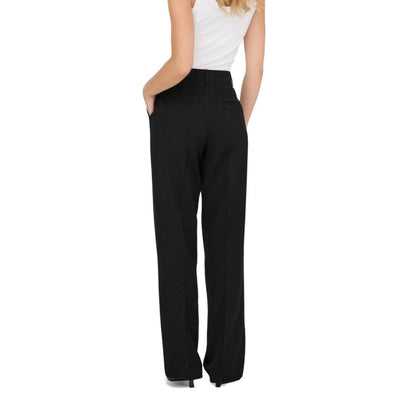 Black Polyester Casual Pants