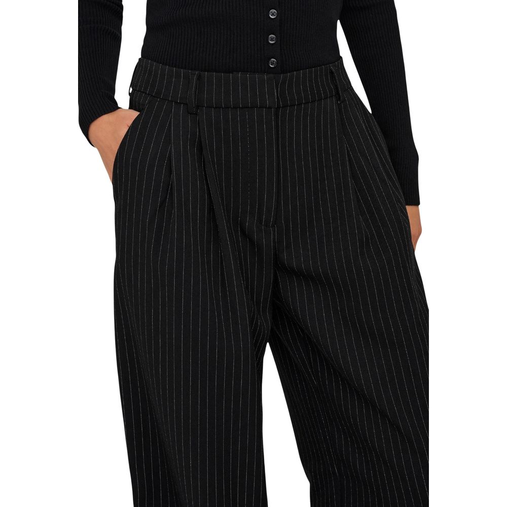 Black Recycled Polyester Casual Pants
