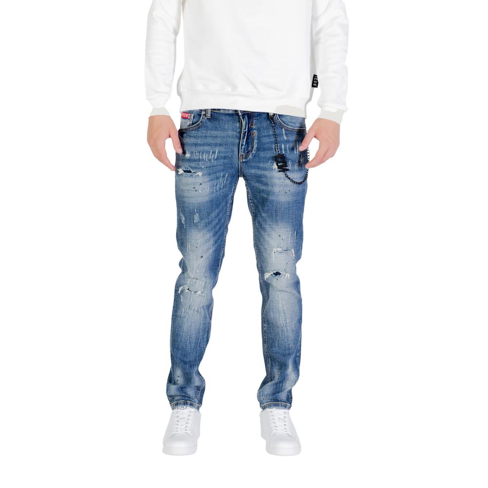 Blue Cotton Skinny Jeans