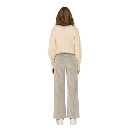 Beige Cotton Cropped Pants