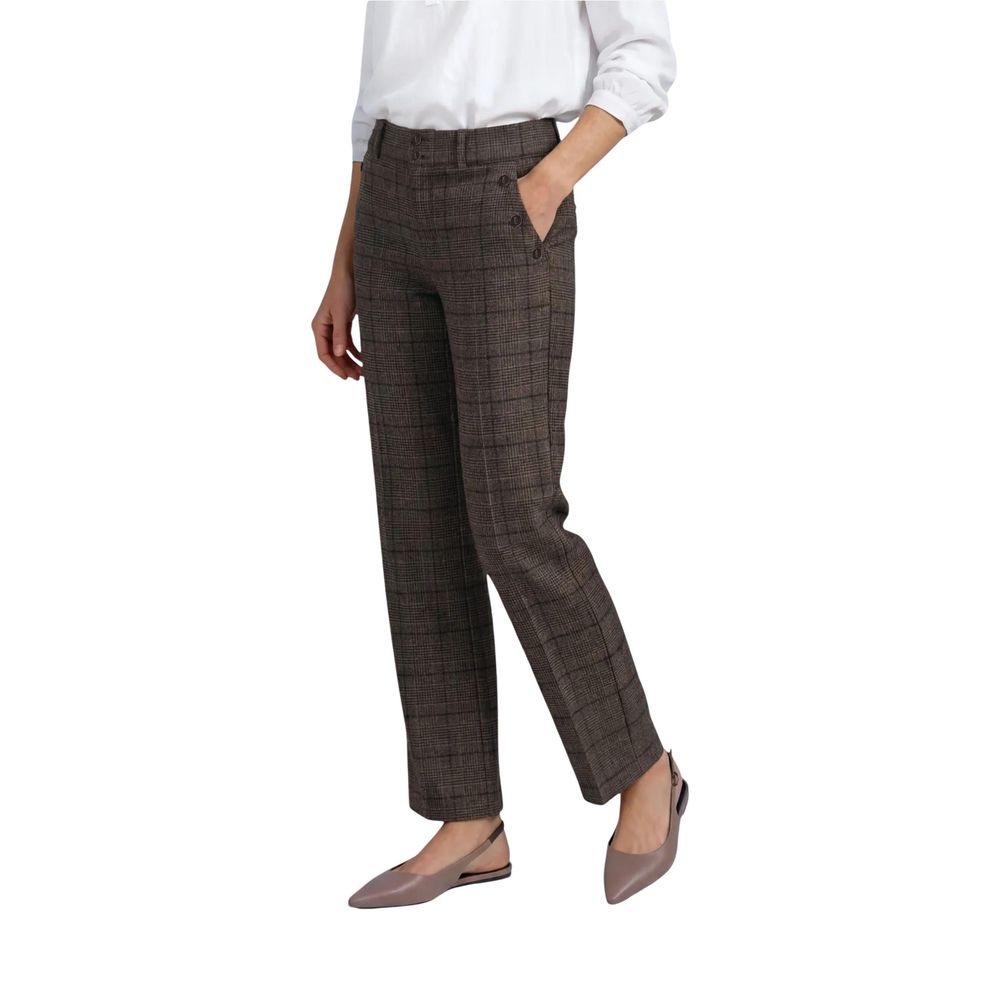 Brown Polyester Casual Pants