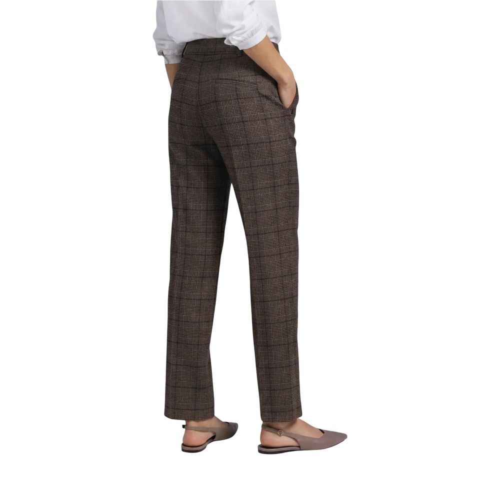 Brown Polyester Casual Pants