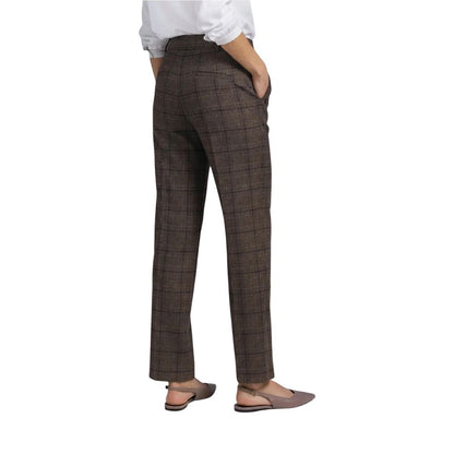 Brown Polyester Casual Pants