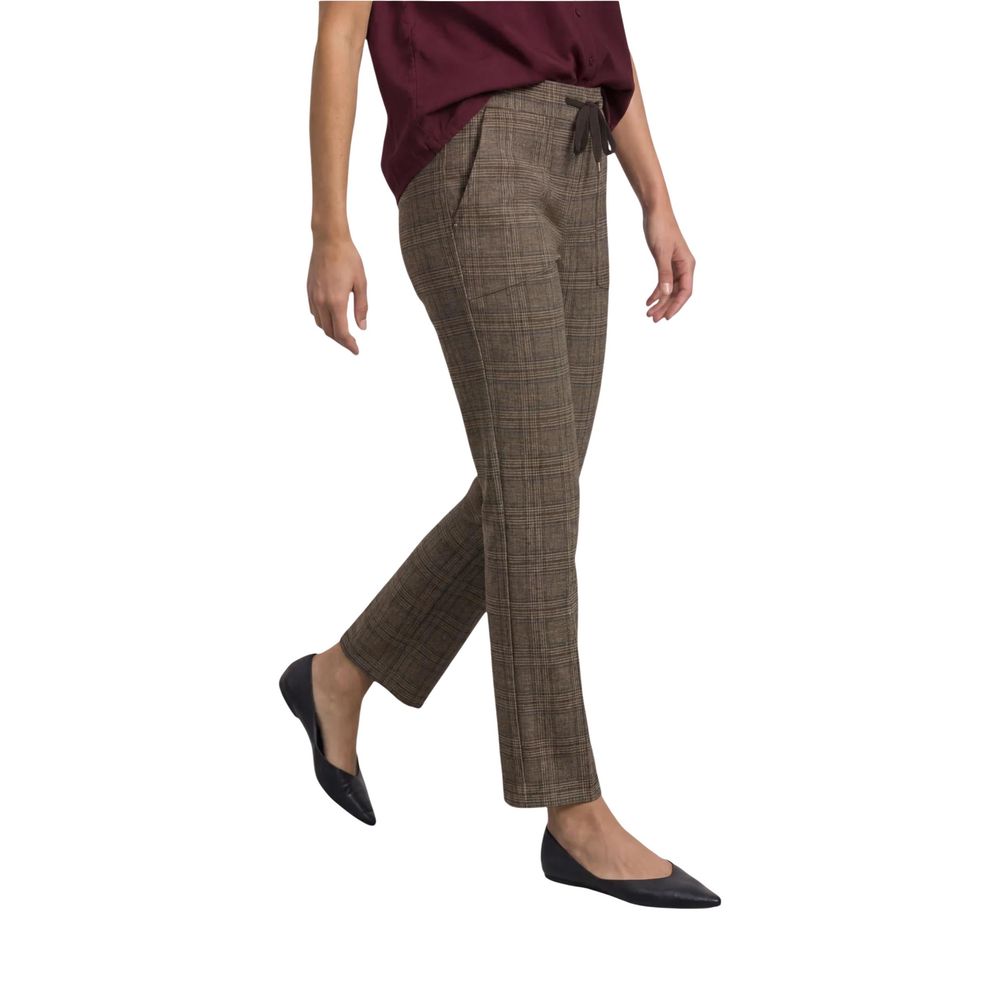 Brown Polyester Casual Pants