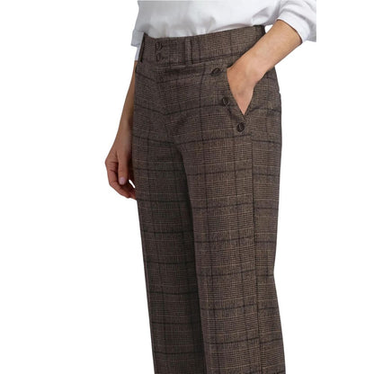 Brown Polyester Casual Pants