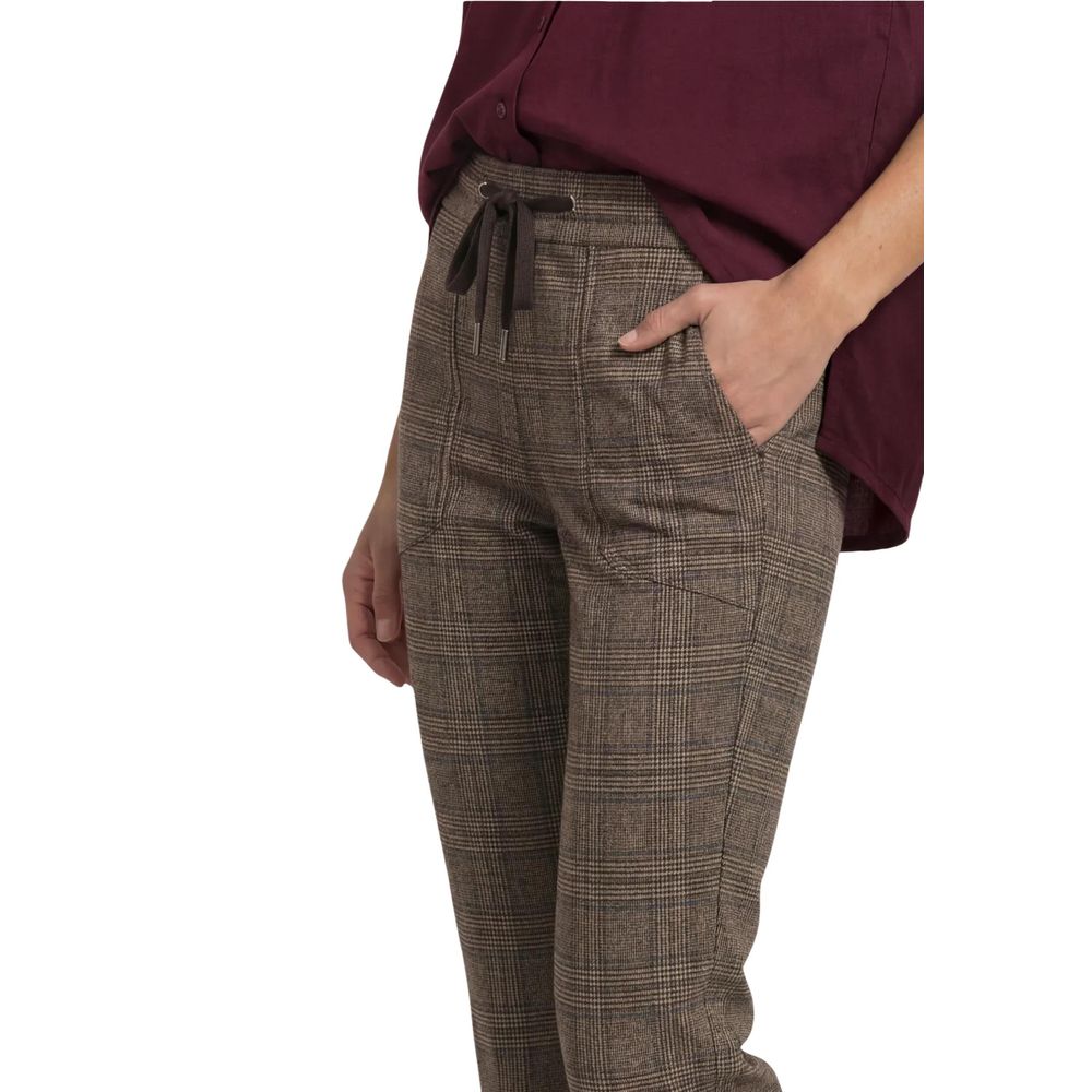 Brown Polyester Casual Pants