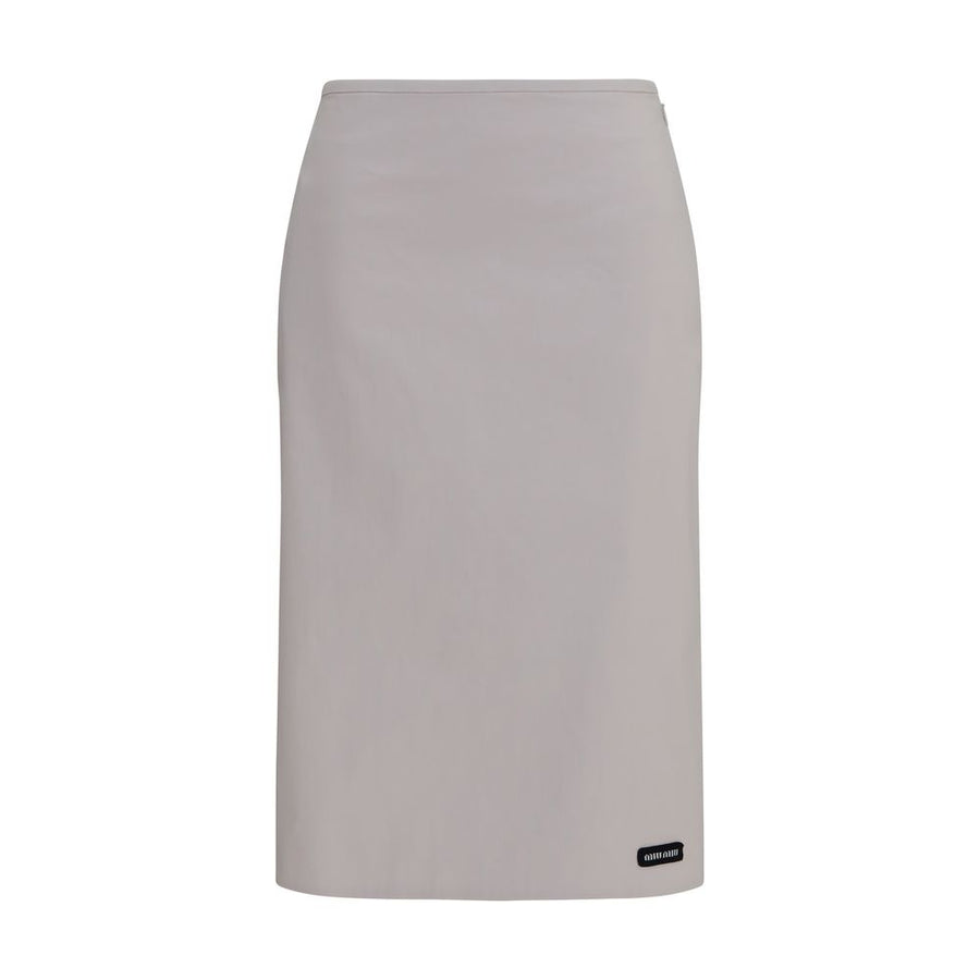 Gray Cotton Midi Skirt