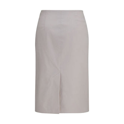 Gray Cotton Midi Skirt