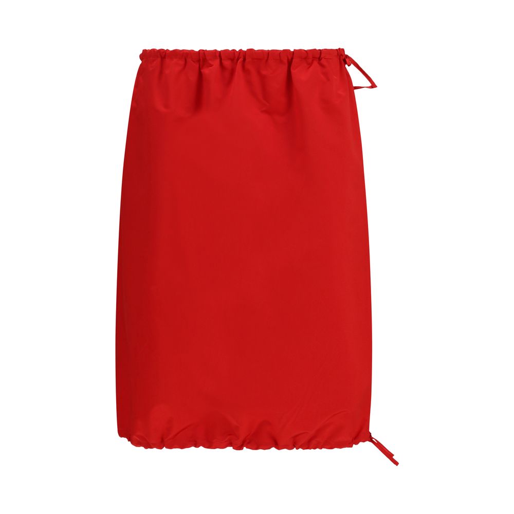 Red Silk Midi Skirt