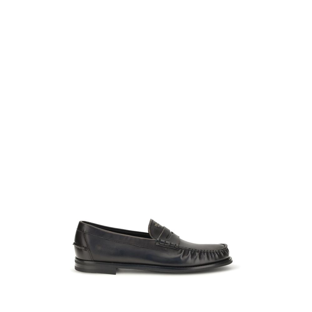 Black Calf Leather Bos Taurus Slip-On Loafers