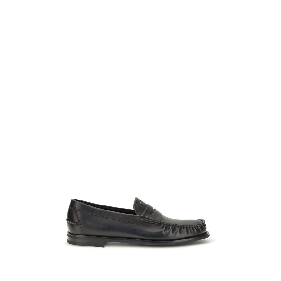 Black Calf Leather Bos Taurus Slip-On Loafers