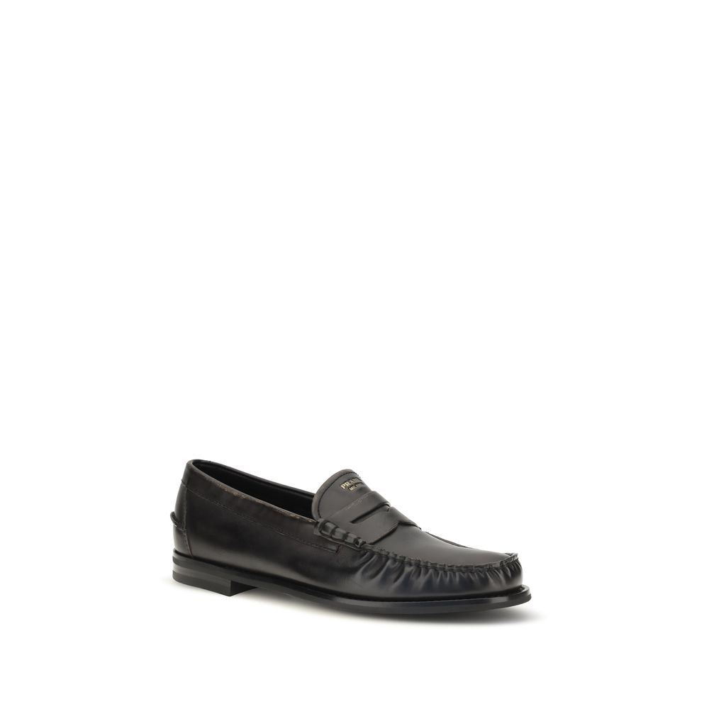 Black Calf Leather Bos Taurus Slip-On Loafers