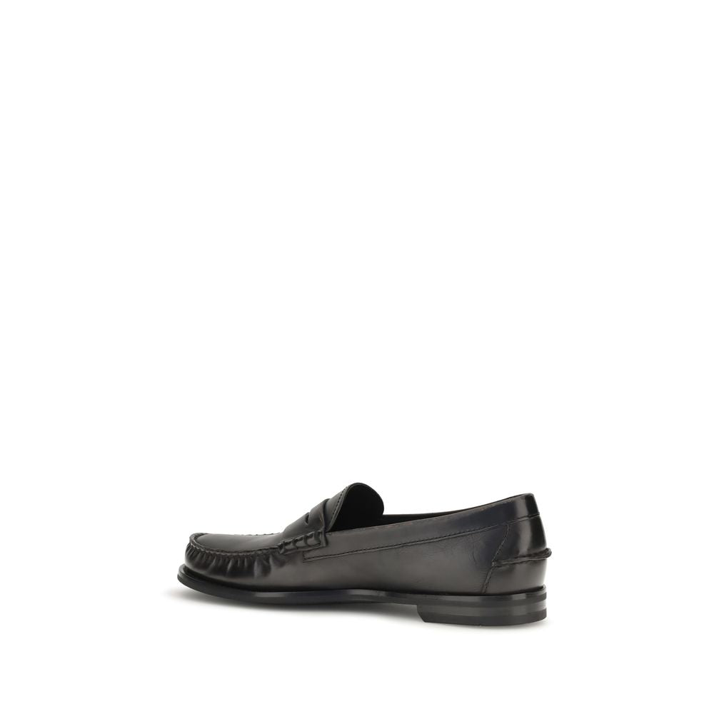 Black Calf Leather Bos Taurus Slip-On Loafers